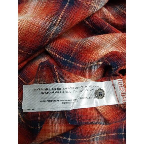Ladies Ariat Real RN105037 Size US XL Flannel Style Red Orange Cream - Picture 6 of 7